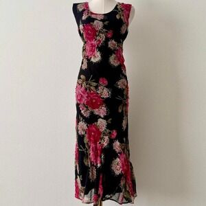 Y2K Sequin Floral Dress VIntage Flowy Fairy Core Ethereal Whimsy Romantic